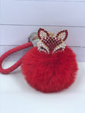 Fox puff ball keychain