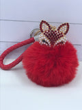 Fox puff ball keychain
